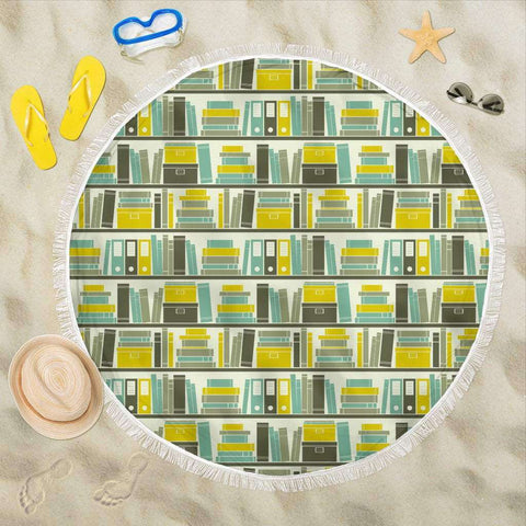 Round Beach Blanket Bookish Pattern - Gifts For Reading Addicts