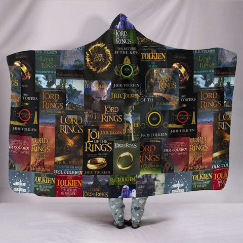The Lord Of The Rings Book Cover Hooded Blanket - Gifts For Reading Addicts