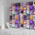 Color Purple Book Covers Pattern Curtain - Gifts For Reading Addicts