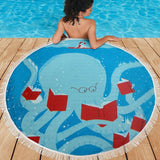 Blue Bookish Round Beach Blanket - Gifts For Reading Addicts