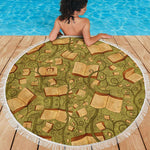 Green Bookish Round Beach Blanket - Gifts For Reading Addicts