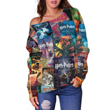 HP Book Covers Off Shoulder Sweater - Gifts For Reading Addicts