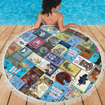 Alice In Wonderland Book Cover Round Beach Blanket - Gifts For Reading Addicts