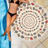Light Brown Bookish Round Beach Blanket - Gifts For Reading Addicts
