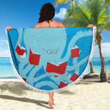Blue Bookish Round Beach Blanket - Gifts For Reading Addicts