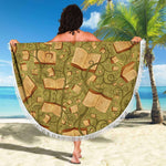 Green Bookish Round Beach Blanket - Gifts For Reading Addicts