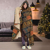 brown bookshelf pattern Hooded blanket - Gifts For Reading Addicts