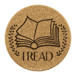"I Read"Round Cork Coaster - Gifts For Reading Addicts