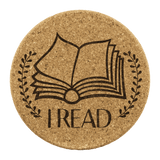 "I Read"Round Cork Coaster - Gifts For Reading Addicts