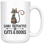 "Cats and books"15oz white mug - Gifts For Reading Addicts
