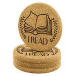 "I Read"Round Cork Coaster - Gifts For Reading Addicts