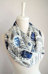 Doctor Who Tardis Handmade Infinity Scarf White Limited Edition - Gifts For Reading Addicts