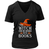 "Bribed With Books" V-neck Tshirt - Gifts For Reading Addicts