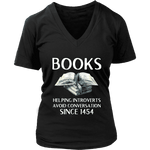 "Books" V-neck Tshirt - Gifts For Reading Addicts