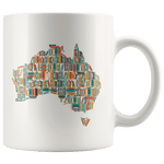 "Australia Bookish Map"11oz White Mug - Gifts For Reading Addicts