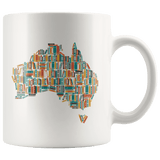 "Australia Bookish Map"11oz White Mug - Gifts For Reading Addicts