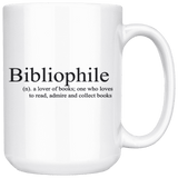 "Bibliophile"15oz white mug - Gifts For Reading Addicts