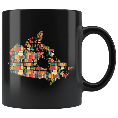 "Canada Bookish Map"11oz Black Mug - Gifts For Reading Addicts