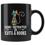 "Cats and books"11oz black mug - Gifts For Reading Addicts