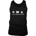 "Cats Books Coffee" Men's Tank Top - Gifts For Reading Addicts