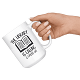 "The library"15oz white mug - Gifts For Reading Addicts