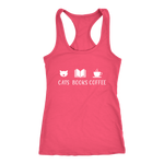 "Cats Books Coffee" Women's Tank Top - Gifts For Reading Addicts