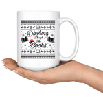 "Dashing Through The Books"15oz White Christmas Mug - Gifts For Reading Addicts