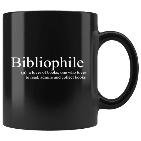 "Bibliophile"11oz black mug - Gifts For Reading Addicts