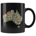 "Australia Bookish Map"11oz Black Mug - Gifts For Reading Addicts