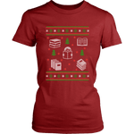 Christmas Bookish Ugly design Fitted T-shirt - Gifts For Reading Addicts
