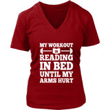 My Workout Is Reading In Bed V-neck - Gifts For Reading Addicts