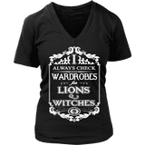 I always check Wardrobes for lions and witches, V-neck - Gifts For Reading Addicts