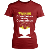 Warning! Open books lead to open minds Fitted T-shirt - Gifts For Reading Addicts