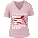 A book worth banning is a book worth reading V-neck - Gifts For Reading Addicts