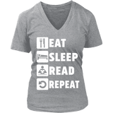 Eat, Sleep, Read, Repeat V-neck - Gifts For Reading Addicts