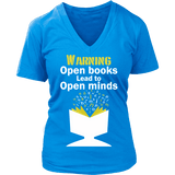 Warning! Open books lead to open minds V-neck - Gifts For Reading Addicts