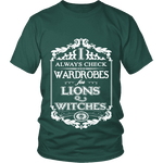 I always check Wardrobes for lions and witches, Unisex T-shirt - Gifts For Reading Addicts