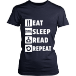 Eat, Sleep, Read, Repeat Fitted T-shirt - Gifts For Reading Addicts