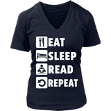 Eat, Sleep, Read, Repeat V-neck - Gifts For Reading Addicts