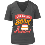 Certified book addict V-neck - Gifts For Reading Addicts
