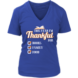 This Year I'm Thanful for Books, Family & Food V-neck tee - Gifts For Reading Addicts