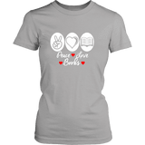Peace, Love, Books Fitted T-shirt - Gifts For Reading Addicts