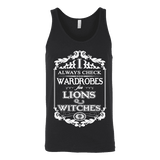 I always check Wardrobes for lions and witches, Unisex Tank Top - Gifts For Reading Addicts