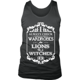 I always check Wardrobes for lions and witches, Mens Tank Top - Gifts For Reading Addicts