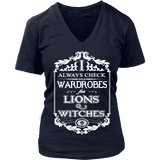 I always check Wardrobes for lions and witches, V-neck - Gifts For Reading Addicts