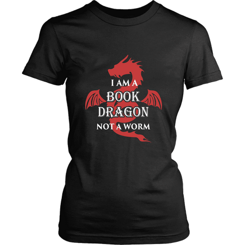 I Am A Book Dragon Fitted T-shirt - Gifts For Reading Addicts