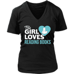 This girl loves reading books V-neck - Gifts For Reading Addicts