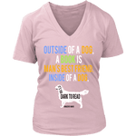 Outside of a dog a book is man's best friend V-neck - Gifts For Reading Addicts