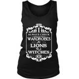 I always check Wardrobes for lions and witches, Womens Tank Top - Gifts For Reading Addicts