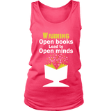 Warning! Open books lead to open minds Womens Tank - Gifts For Reading Addicts
